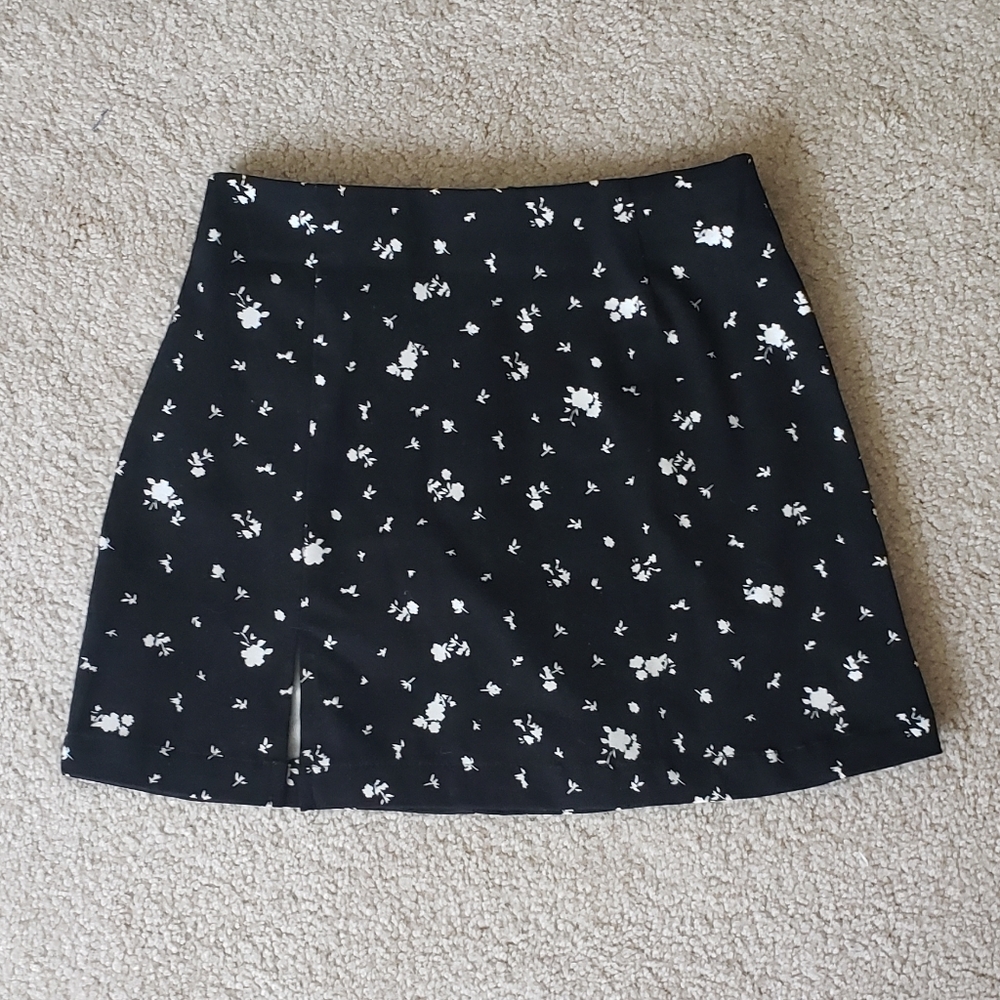 Black Side Slit mini skirt